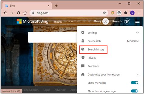 search history bing